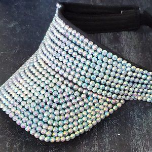 Sparkling Rhinestone Covered Sun Visor, Adjustable, Breathable Sun Cap
